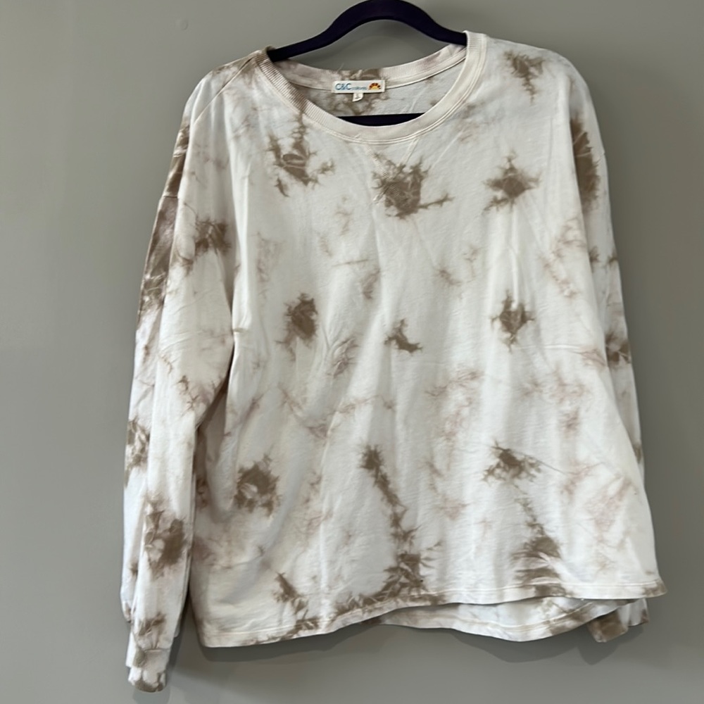 C&C California Beige Tie Dye Sweater, Size: L